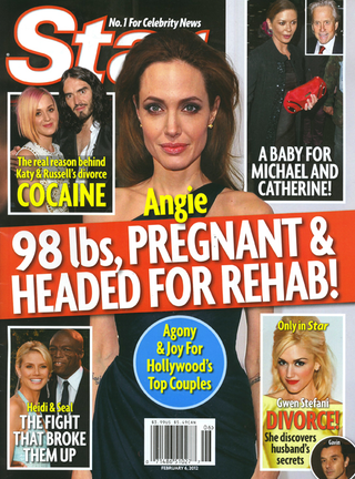 Illustration for article titled This Week in Tabloids: Angelina Weighs 98 Lbs, Is Pregnant and Headed to Rehab